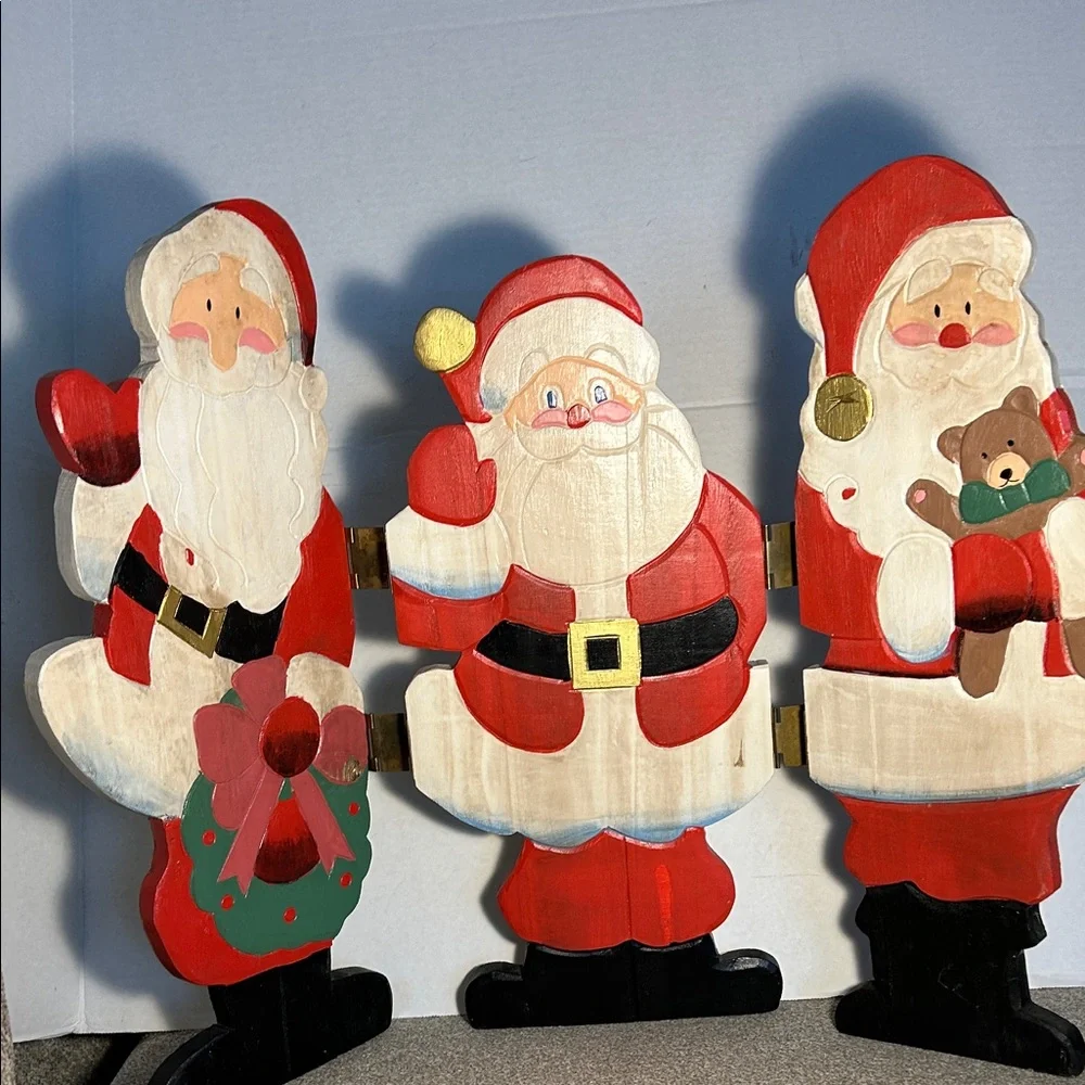 Wooden Red Santa Trio Holiday 20 1/2 inch high and 26 inch Wide